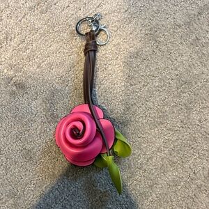 ESPE Purse Charm or Pink and Green Rose Keychain